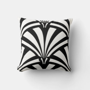 Cojín decorativo negro y blanco del art déco