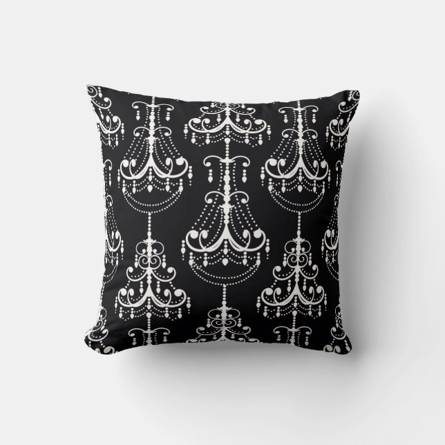 Cojín decorativo negro y blanco moderno elegante (Anverso)