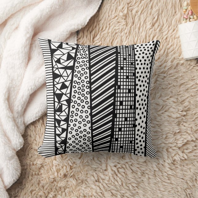 Cojín Decorativo Negro y blanco - patrón moderno (Manta)