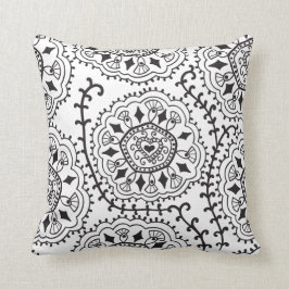 Cojín decorativo negro y blanco retro del modelo