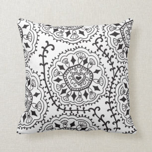 Cojín decorativo negro y blanco retro del modelo