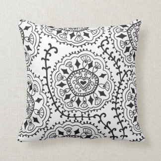 Cojín decorativo negro y blanco retro del modelo