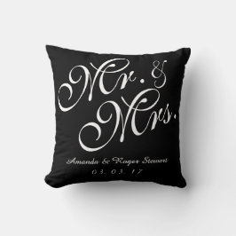 Cojín Decorativo Negro y blanco Sr. y Sra. Boda Pillow