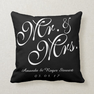 Cojín Decorativo Negro y blanco Sr. y Sra. Boda Pillow
