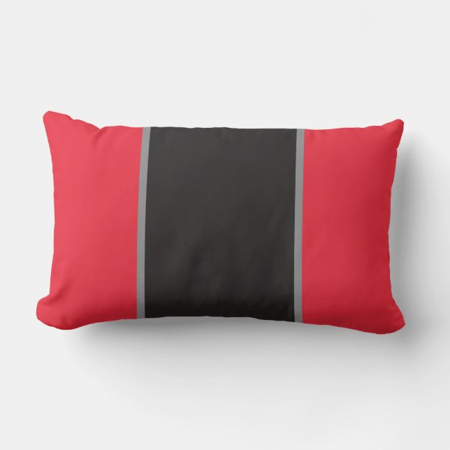Cojín decorativo negro y gris rojo (Anverso)