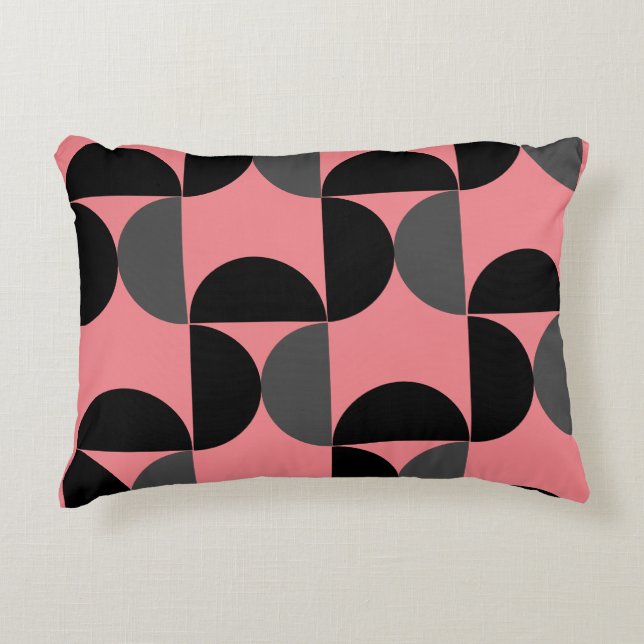 Cojín Decorativo Negro y gris rosado moderno de mediados de siglo (Anverso)