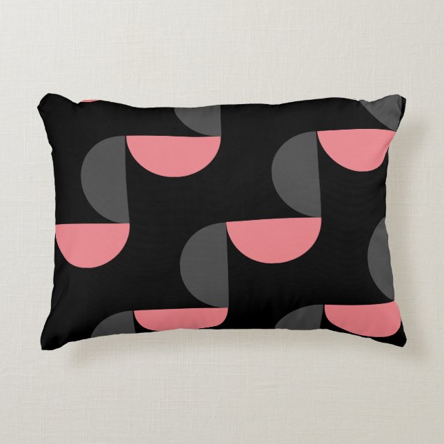Cojín Decorativo Negro y gris rosado moderno de mediados de siglo (Anverso)