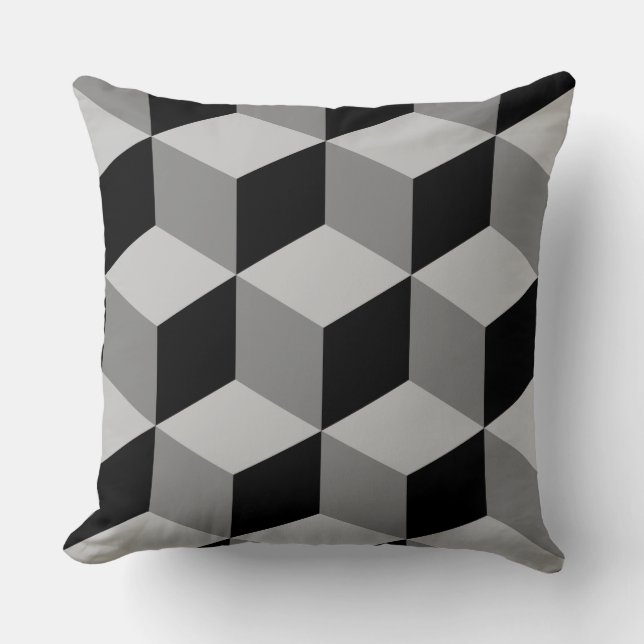 Cojín Decorativo Negro y grises grandes del modelo del cubo (Anverso)