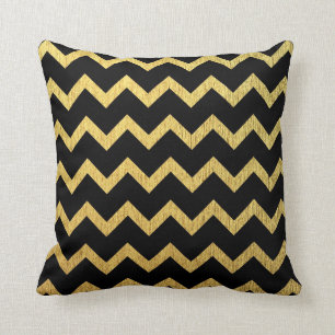 Cojín Decorativo Negro y oro Chevron