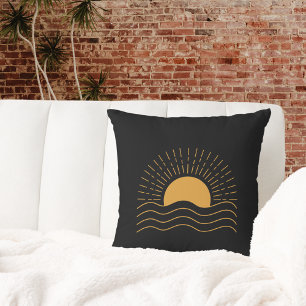 Cojín Decorativo Negro y oro puro Sol moderno Minimalista