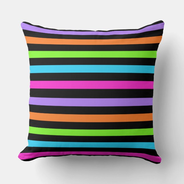Cojín Decorativo Negro y rayado multi (Anverso)