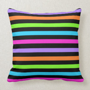 Cojín Decorativo Negro y rayado multi