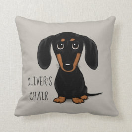 Cojín Decorativo Negro y Tan Dachshund| Perro vienés personalizado