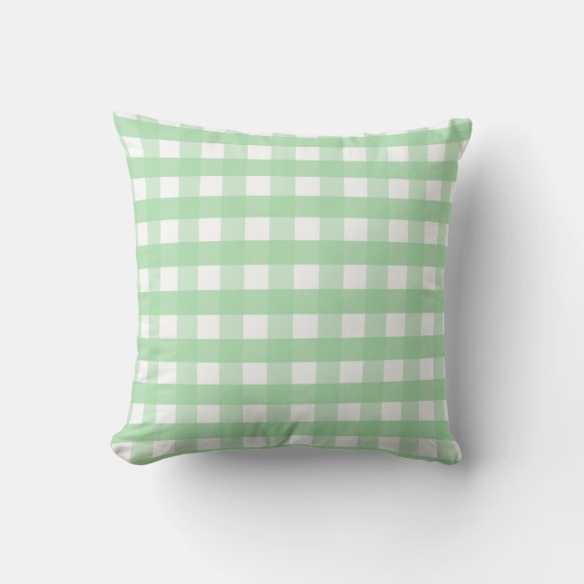 Cojín Decorativo Neo Mint Green y White Gingham (Anverso)