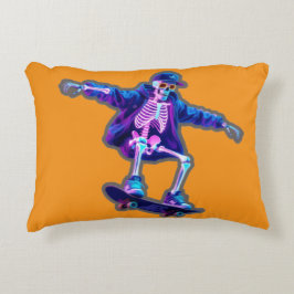 Cojín Decorativo Neon 3D Skeleton Skateboarding – Funny Streetwear 