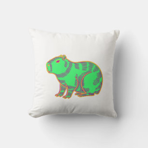 Cojín Decorativo Neon Capybara – Animal Colorido Lindo
