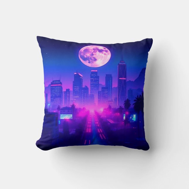 Cojín Decorativo Neon City Synthwave Sunset XL Area Rug (Anverso)