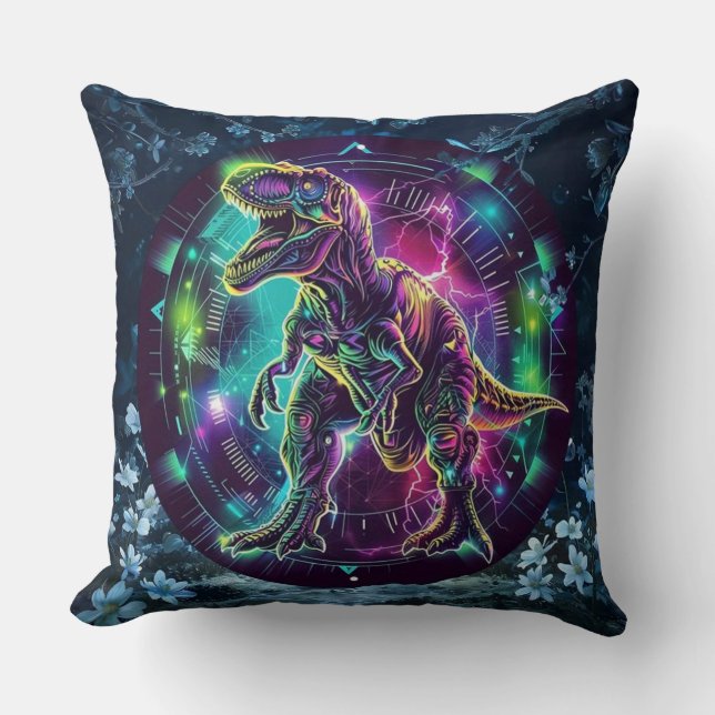 Cojín decorativo Neon Dinosaur (Anverso)