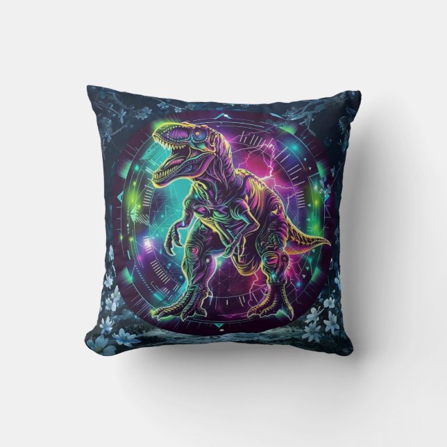 Cojín decorativo Neon Dinosaur (Anverso)