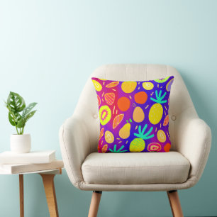 Cojín Decorativo Neon Dynamic Fruit Pattern Art