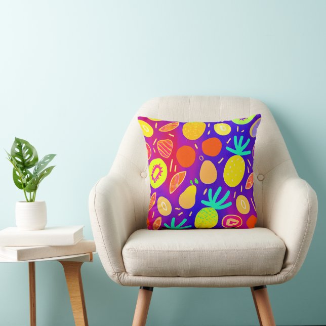 Cojín Decorativo Neon Dynamic Fruit Pattern Art (Silla)