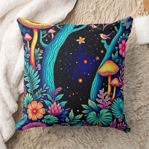 Cojín Decorativo Neon Fantasy Forest Night Glow Design