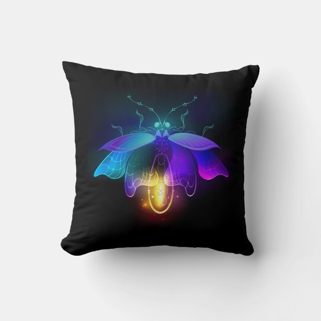 Cojín Decorativo Neon Firefly en negro (Anverso)