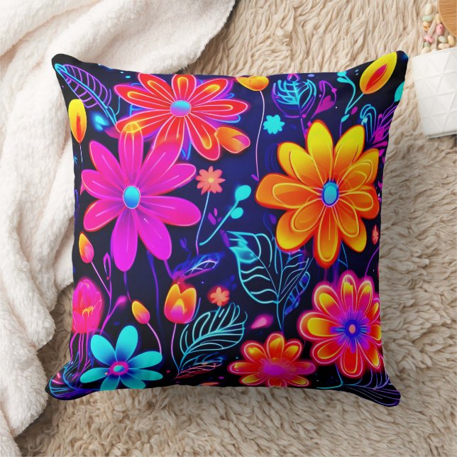 Cojín Decorativo Neon Floral Fantasy (Manta)