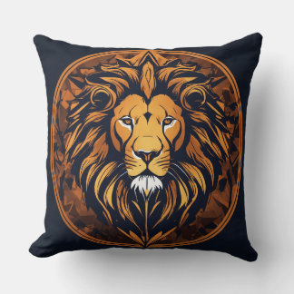Cojín Decorativo Neon Geometric Lion Emblem Tee