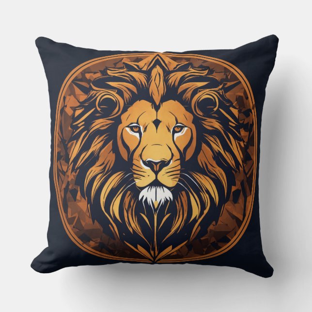 Cojín Decorativo Neon Geometric Lion Emblem Tee (Anverso)