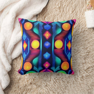 Cojín Decorativo Neon Geometric Mandala Art