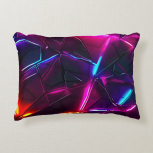 Cojín Decorativo Neón Geométrico Abstracto Futurista Ciberpunk