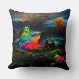Cojín Decorativo Neon Ghosts en un entorno de fantasía