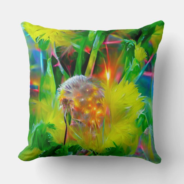 Cojín Decorativo Neon Glow Dandelions en Dream Garden (Anverso)