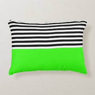 Cojín Decorativo Neon Green con rayas negras y blancas