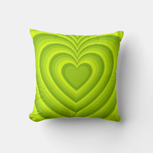 Cojín Decorativo Neon Green Hypnotic Heart Love Pattern