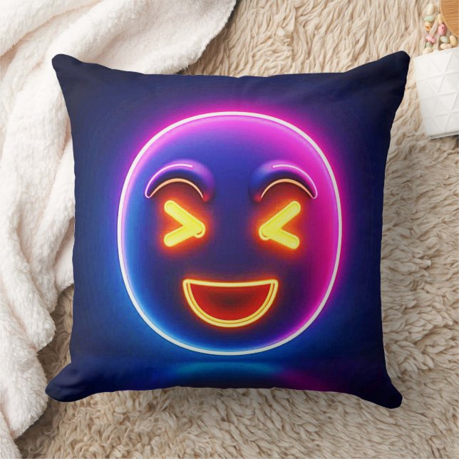Cojín Decorativo Neon Laughing Emoji Joy (Manta)