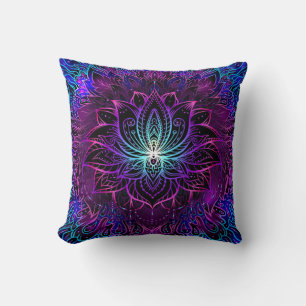 Cojín Decorativo Neon Lotus Flower Boho Print