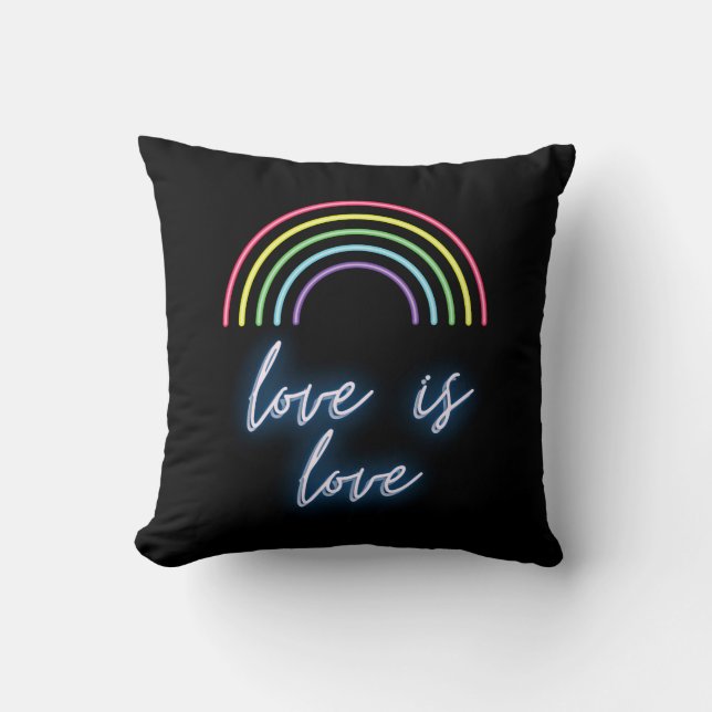 Cojín Decorativo Neon Love is Love Rainbow (Anverso)