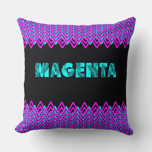 Cojín decorativo Neon Magenta Chevron (Anverso)