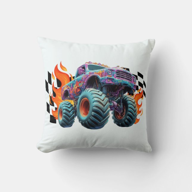 Cojín Decorativo Neon Monster Truck Blaze (Anverso)