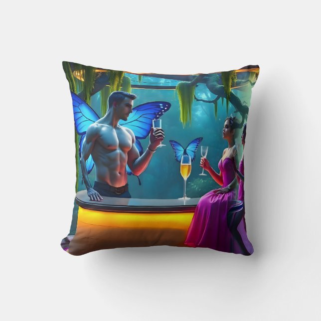 Cojín Decorativo Neon Nights Butterfly Coctail Bar (Anverso)