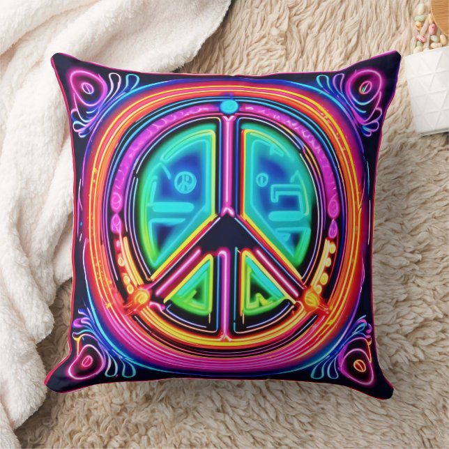 Cojín Decorativo Neon Peace Mandala (Manta)