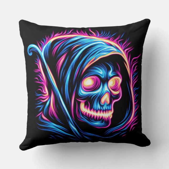 Cojín Decorativo Neon Reaper Glow - Calavera (Reverso )
