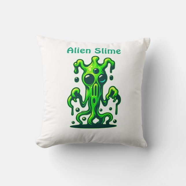 Cojín Decorativo Neon Slime Monster - Diseño Alien Asombroso de Gua (Anverso)