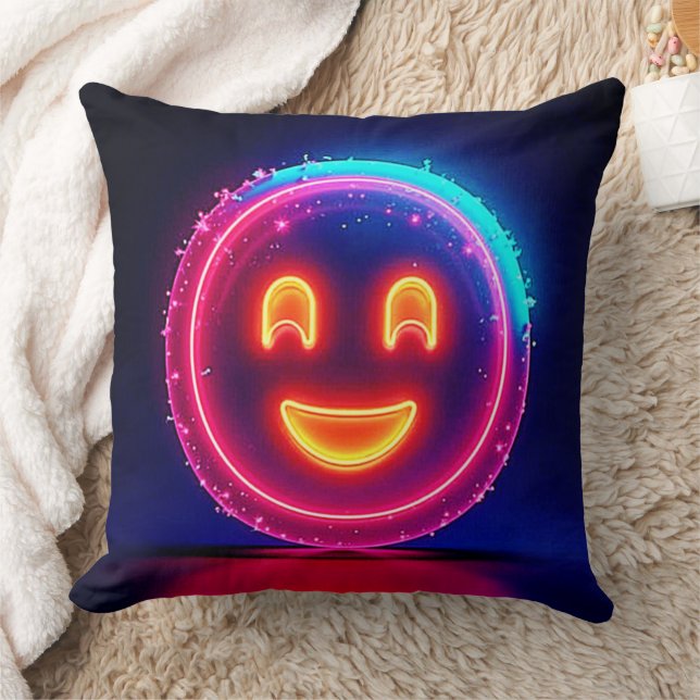 Cojín Decorativo Neon Smile: Bright Happy Glow Design (Manta)