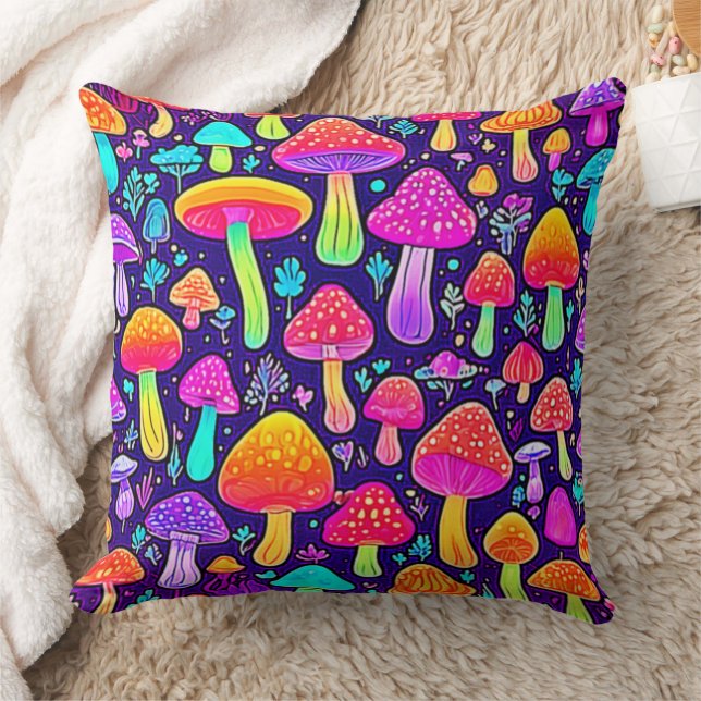 Cojín Decorativo Neón suave: parche para hongos Personalizados (Manta)