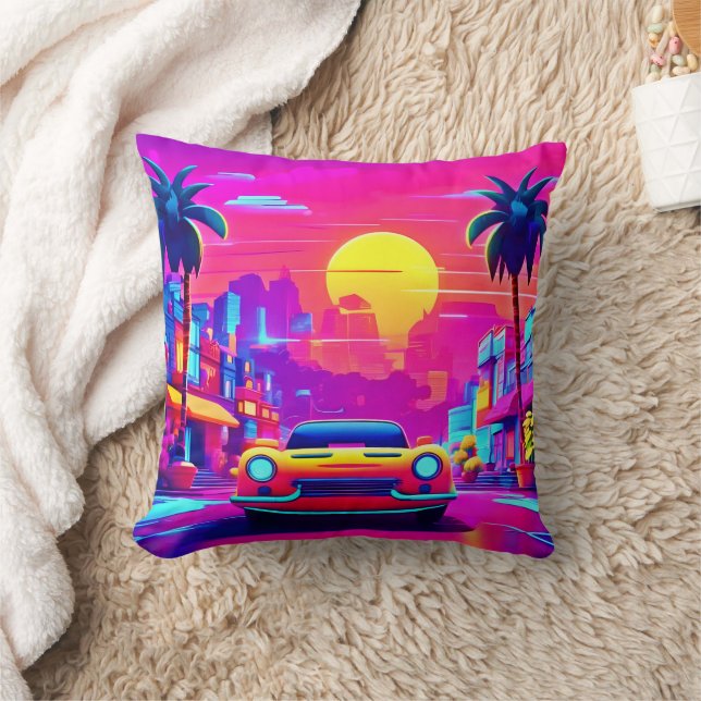 Cojín Decorativo Neon Sunset City Drive (Manta)