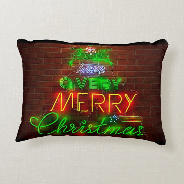 Cojín Decorativo Neon Tiene Una Feliz Navidad (Reverso)
