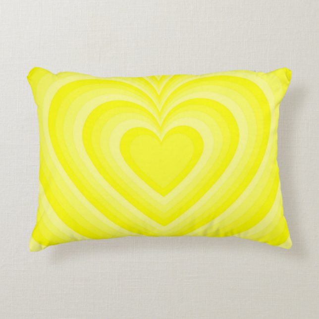 Cojín Decorativo Neon Yellow Hypnotic Heart Love Pattern (Anverso)